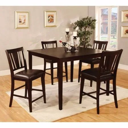 Darby Home Co Felten Wooden Square Top 5 Piece Counter Height Dining Table Set, Brown