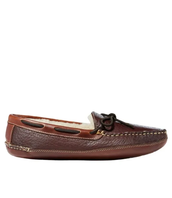 Men's Bison Double-Sole Slippers, Shearling-Lined Brown 7 M(D), L.L.Bean