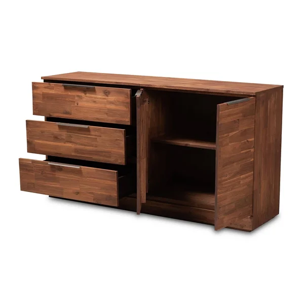 Carbon Loft Sonique Contemporary Brown Wood 3-Drawer Dining Room Sideboard