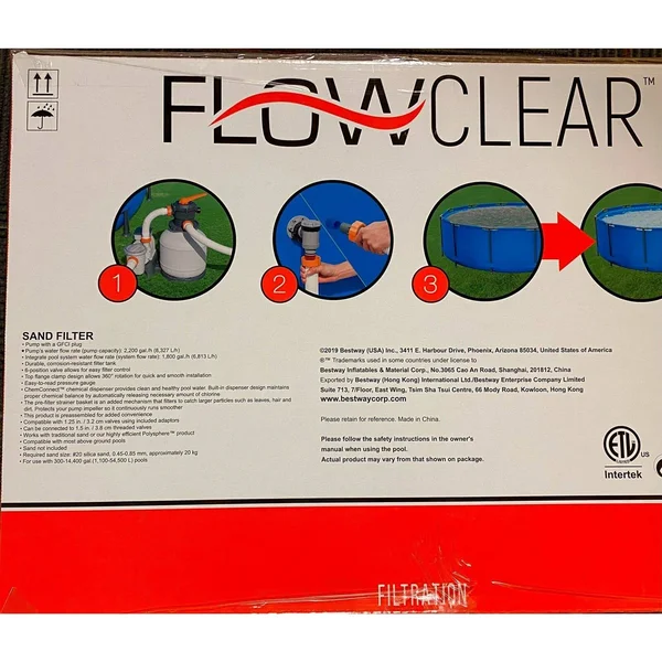 Bestway 58500E Flowclear 9, 800 L Pump Sand Filter, White/Gray