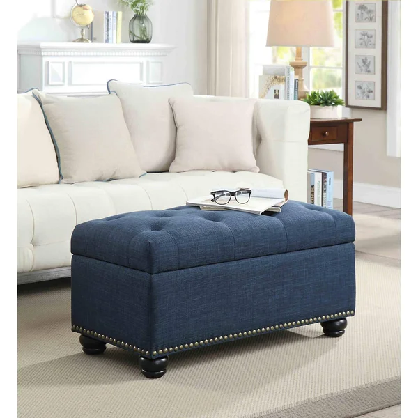 Convenience Concepts Designs4Comfort 7th Avenue Storage Ottoman, Blue