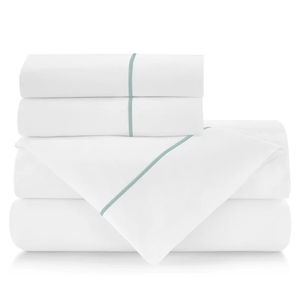Peacock Alley Mist Boutique Embroidered Percale Sheet Set -Twin XL