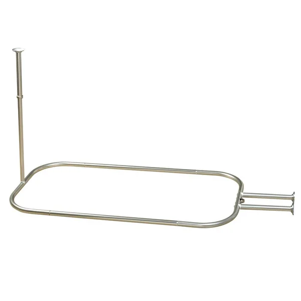 Versalot Enterprises, LL No Rust 58 in. Aluminum Oval Rectangular Hoop Shower Rod for Claw Foot and Standalone Bathtubs in Brush