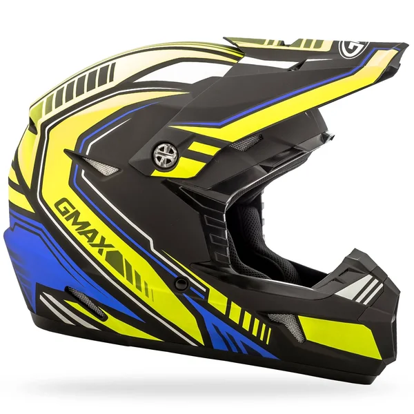 GMAX MX46 Uncle Helmet Large Black/Hi-Vis/Blue