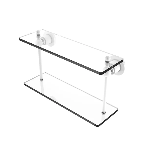 Allied Brass Astor Place Collection 16 inch Two Tiered Glass Shelf Matte White, 16 Inches x 5 Inches