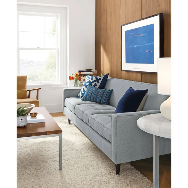 Room & Board - Modern Velvet Throw Pillow 21W 21H in Peacock Blue