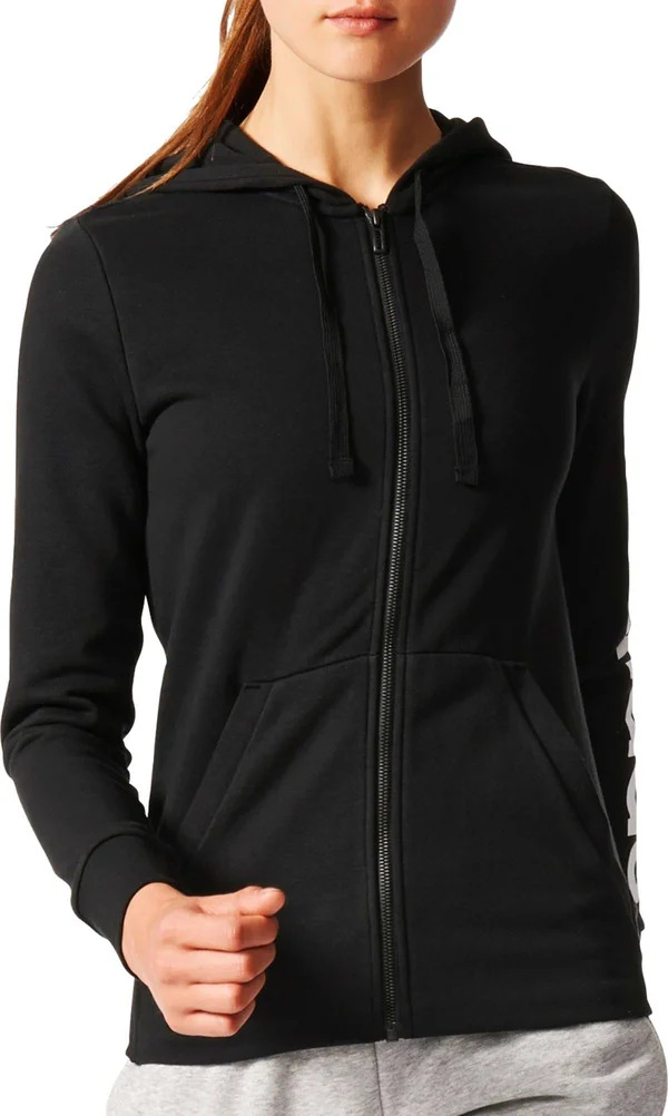 Women's adidas Essential Linear Logo Fz Hoodie - Size: Small, Black