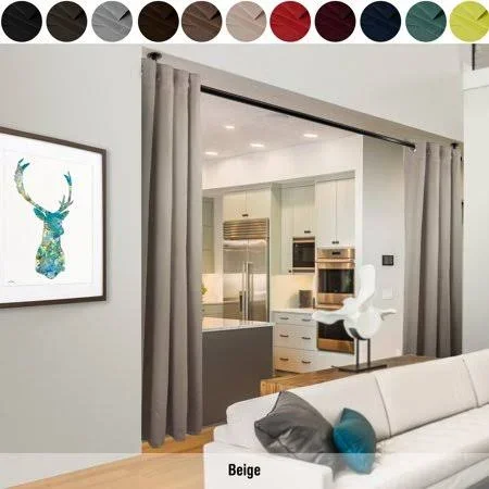 InStyleDesign 96 inchh Room Divider Curtain with Grommet (1 Panel) - Size: 96W x 96H, Beige