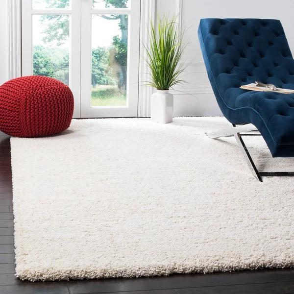 Safavieh Milan Shag Maibritt 2-Inch Thick Rug - 9& x 9& Round - Ivory