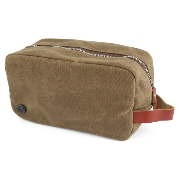 Khaki Bridge Waxed Canvas Washbag - Lucleon - Men