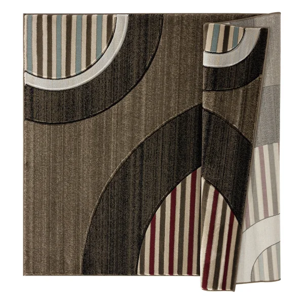 MDA Home Glamour Gray/Black Geometric Polypropylene Area Rug - 8&7x22 x 11&11x22