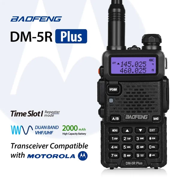Baofeng DM-5R Plus Dual Band DMR Digital Radio Walkie Talkie - VHF, UHF 136-174, 400-480MHz Two-Way Radio Transceiver, Compatib