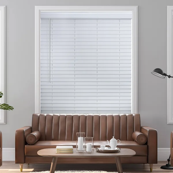 Lotus & Windoware 47 x 72 x 2 in. Cordless Faux Wood Blind, White