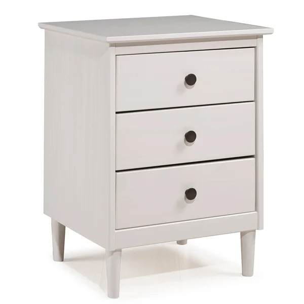 Classic Mid Century Modern 3 Drawer Nightstand White - Saracina Home