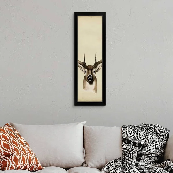 Triptych Whitetail II - Black Framed Wall Art, 12x36, Great Big Canvas