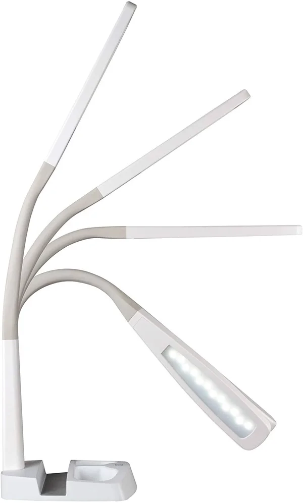 Wellness Series LED Desk Lamp Charging Station White Modern Contemporary Bulbs Included, 6.125 x 7.5 inches