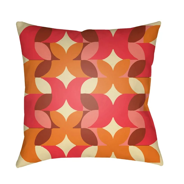 20x22 Coral Red and Orange Floral Throw Pillow Cover with Knife Edge