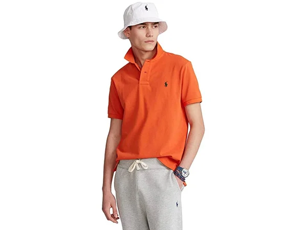 Polo Ralph Lauren Big & Tall Big Tall Basic Mesh Short Sleeve Custom Slim Fit Polo Men's Coat College Orange/C5958 : 5XB