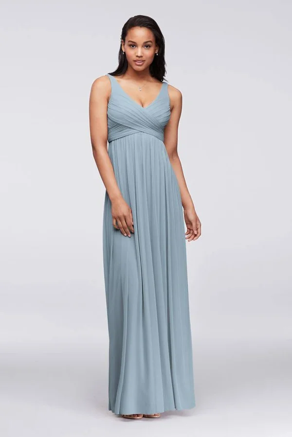 Long Mesh Bridesmaid Dress with Cowl Back Detail - Coral Reef, 4