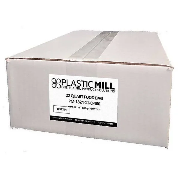 PlasticMill 22 Quart Clear Food Storage Bag - 1.1 MIL, 10x8x24 460/Case