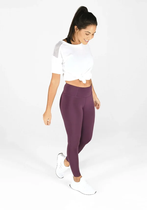 Love Leggings Purple Sports Leggings - Opaque, High-Waisted, Lightweight, Shape Retention Full-Length Focus Gym Leggings in Mulb