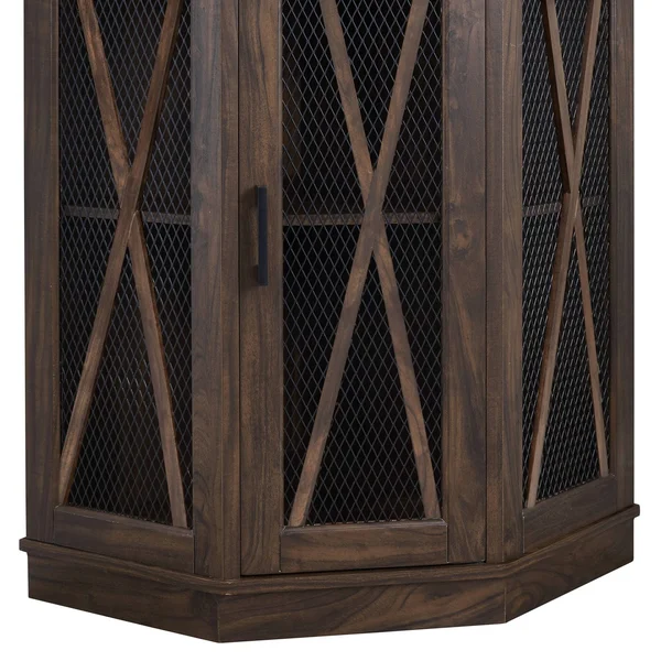 Corner Bar with Mesh Door Oak - Home Source