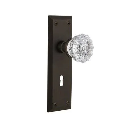 Nostalgic Warehouse Crystal Glass Single Dummy Door Knob with New York Plate Finish: Oil Rubbed Bronze 704573