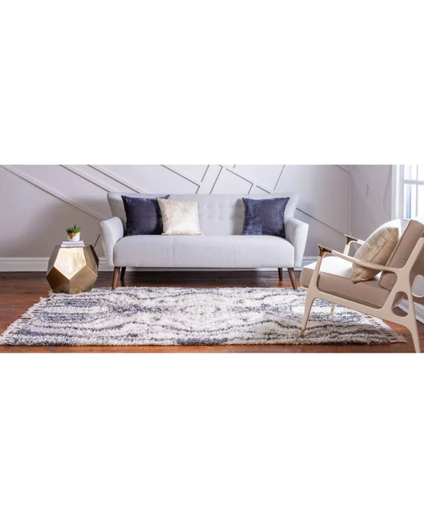 Unique Loom Hygge Shag Valley Gray 4 ft. x 6 ft. Area Rug