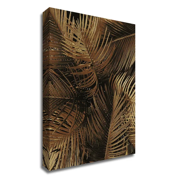 Tangletown Fine Art 35x22 x 25x22 Golden Palm 2 by Design Fabrikken Print on Canvas