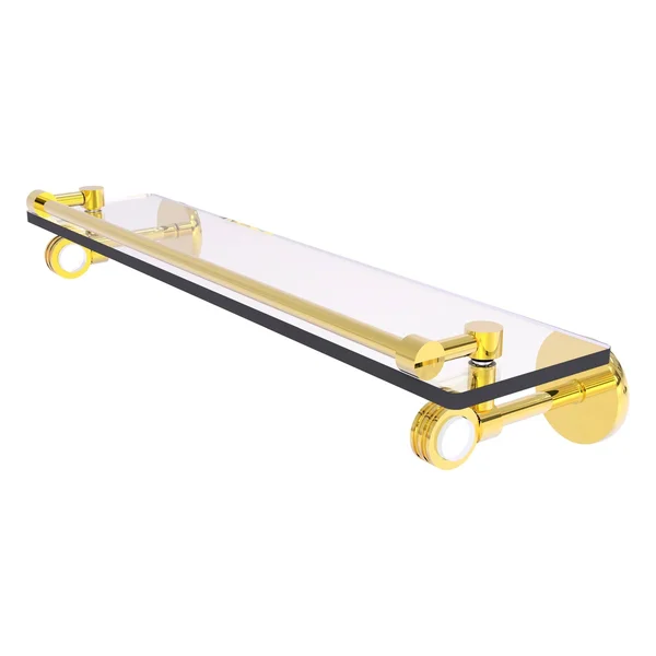 Allied Brass CV-1D-22-GAL-PB 22 in. Clearview Collection Gallery Rail Glass Shelf with Dotted Accents Polished Brass