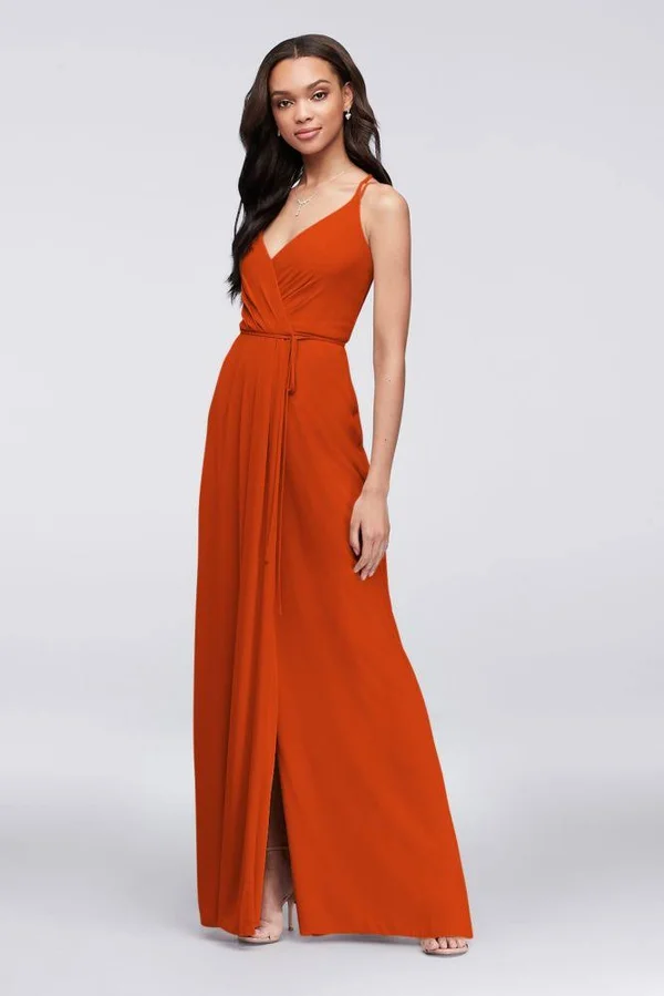 David&s Bridal Double-Strap Long Georgette Bridesmaid Wrap Bridesmaid Dress - Sienna - 26