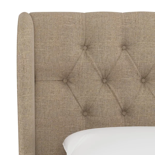 Skyline Furniture Tufted Wingback Upholstered Headboard, California King, Sandstone Linen