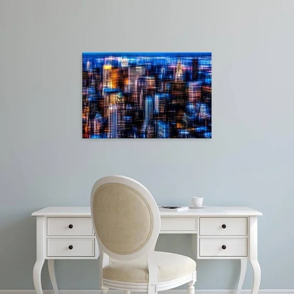 Easy Art Prints Hannes Cmarits's 'Downtown II' Premium Canvas Art - 12 x 18 - Modern Black Frame