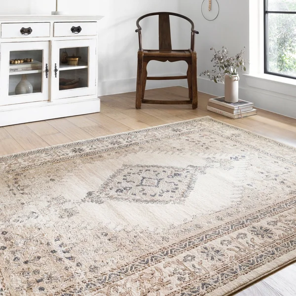 Alexander Home Josefina Diamond Medallion Traditional Rug - 2&8x22 x 10&6x22 - Oatmeal - Ivory