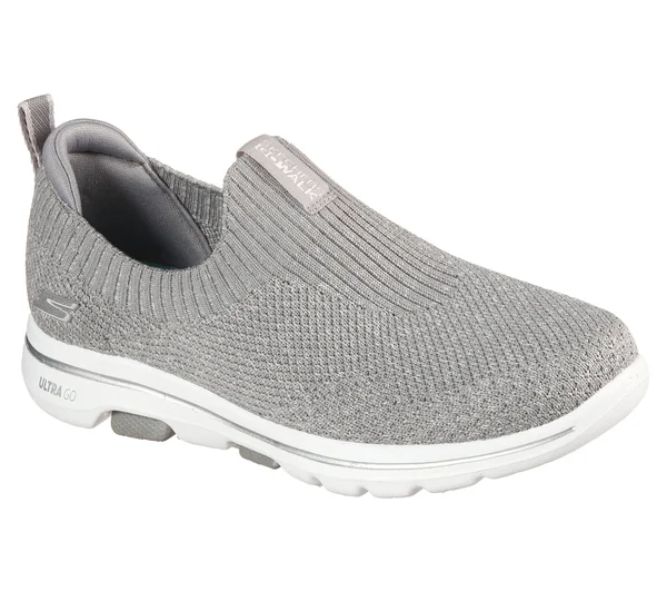 Skechers Women's GOwalk 5 Trendy Slip on Sneaker, Gray