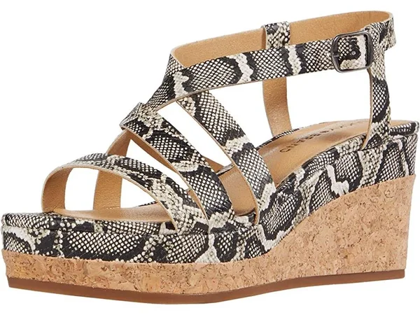 Women's Lucky Brand Batikah Strappy Wedge Sandal - Size 5.5 M - Beige