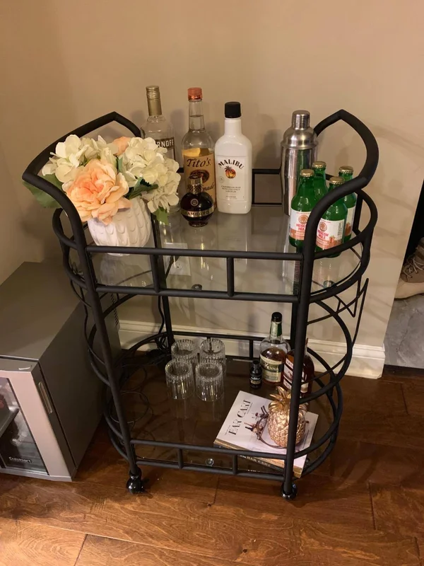 Silverwood Sinclair 2-Tier Serving Cart in Hammered Bronze