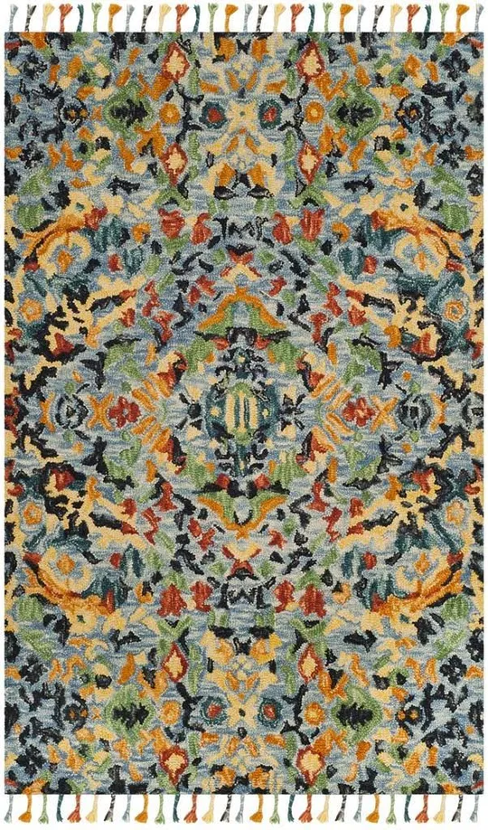 Safavieh 5& x 8& Blossom BLM452A Blue Multi Rug