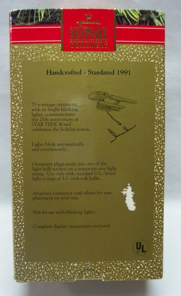 Hallmark Star Trek Starship Enterprise Ornament 1991 Blinking Lights