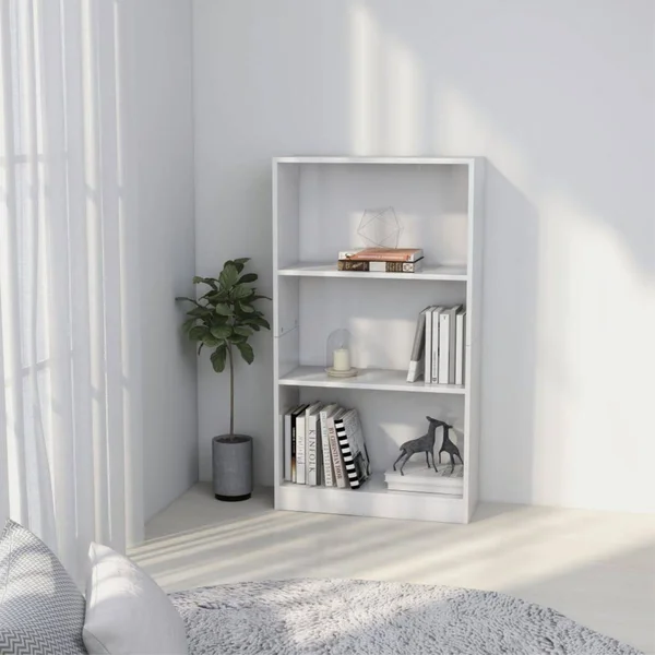 vidaXL 3-Tier Book Cabinet White 23.6x22x9.4x22x42.5x22 Chipboard
