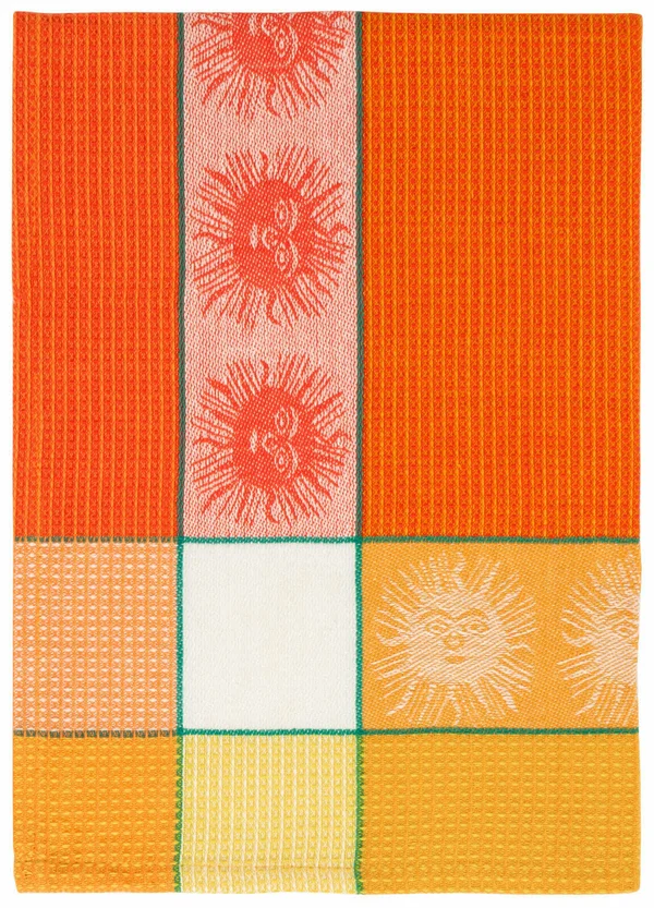 Traders and Company 100% Cotton Orange Yellow & White 20x22x28x22 Dish Towel - Set of 6 - Sunface Mustard