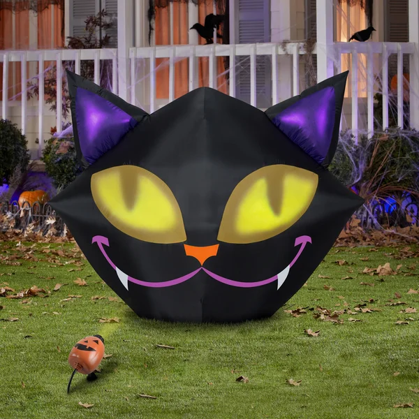 Gemmy Industries Yard Inflatables Smiling Cat with Eyes 4 ft