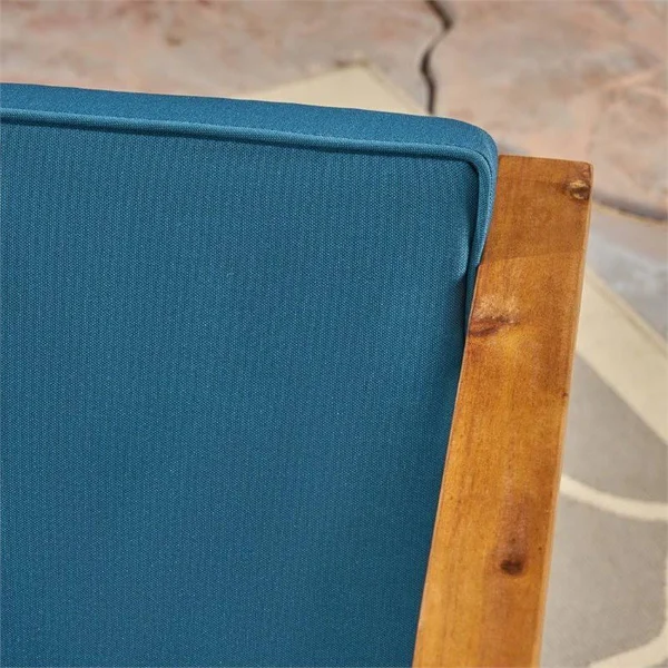Newbury Outdoor 4 Piece Acacia Wood Chat Set with Cushions, Teak, Dark Teal