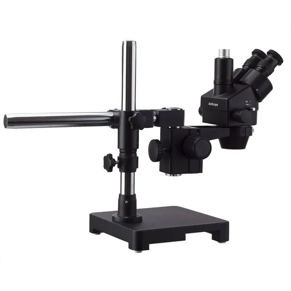 3.5X-45X Black Trinocular Stereo Zoom Microscope on Single Arm Boom Stand + 144 LED Compact Ring-light with Usb2.0 3MP Camera