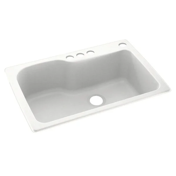 Swanstone KS03322SB.011-4 4-Hole Solid Surface Kitchen Sink, 33x22 x 22