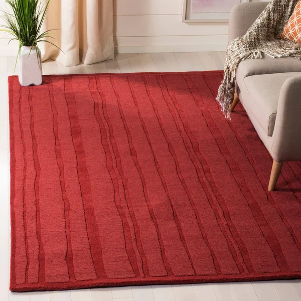 Martha Stewart Freehand Stripe Area Rug - Size: 5& x 8&, Red
