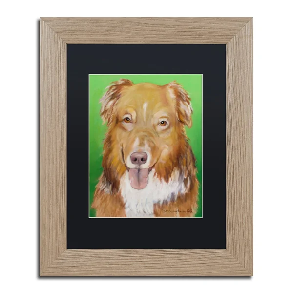 Trademark Fine Art PS210-T1620BMF Dog on Green by Pat Saunders-White - Black Matte, Birch Frame 16x20-Inch