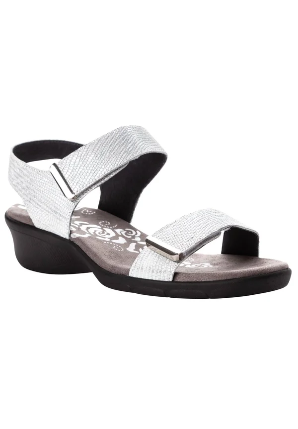 Propet Winslet Wedge Sandal - Women's, Off White/Silver Metallic, Size 9, Sandals, Ankle Strap, Wedge