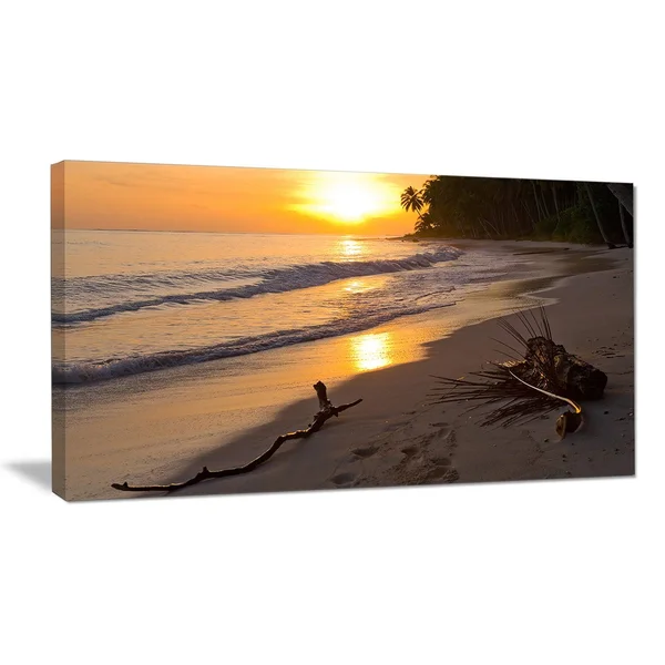 Design Art Palm Trees on Background at Sunset X-Large Seascape Art Canvas, 32x16x22