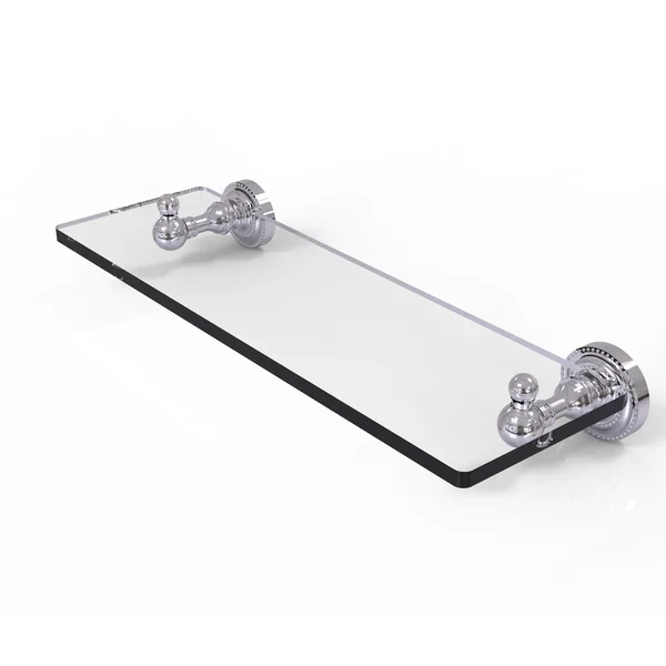 Allied Brass Dottingham Collection 22 inch Glass Vanity Shelf Beveled Edges Satin Nickel